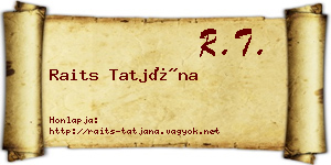 Raits Tatjána névjegykártya